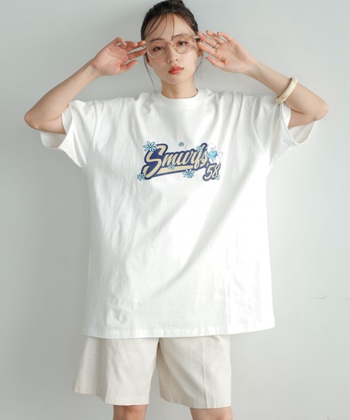 GeeRA(ジーラ)の「別注【スマーフ×GeeRA】コラボプリントTシャツ(Tシャツ/カットソー・レディース・ホワイト/ブラック/オフホワイト/ブラック系その他/ホワイト系その他/クリアブラック・MEDIUM/LARGE/X-LARGE)」の8枚目の写真
