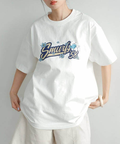 セール】別注【スマーフ×GeeRA】コラボプリントTシャツ（T