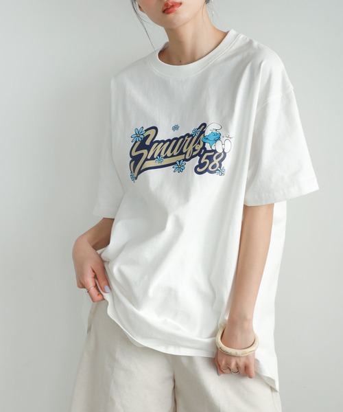 GeeRA(ジーラ)の「別注【スマーフ×GeeRA】コラボプリントTシャツ(Tシャツ/カットソー・レディース・ホワイト/ブラック/オフホワイト/ブラック系その他/ホワイト系その他/クリアブラック・MEDIUM/LARGE/X-LARGE)」の10枚目の写真