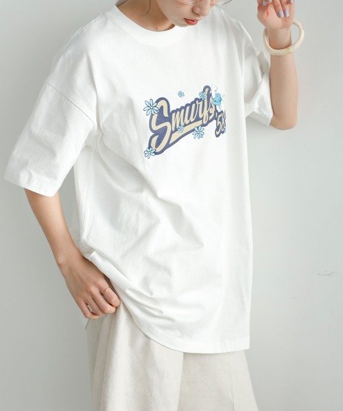 GeeRA(ジーラ)の「別注【スマーフ×GeeRA】コラボプリントTシャツ(Tシャツ/カットソー・レディース・ホワイト/ブラック/オフホワイト/ブラック系その他/ホワイト系その他/クリアブラック・MEDIUM/LARGE/X-LARGE)」の11枚目の写真
