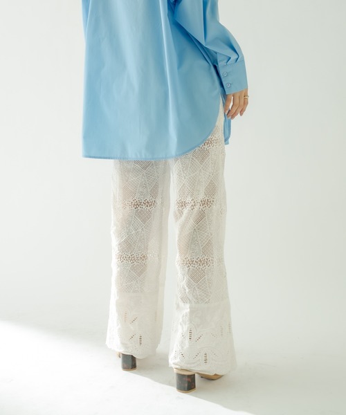 mystic（ミスティック）の「ヴィンテージレースパンツ（デニムパンツ・レディース・ブラック/オフホワイト・1/2）」の11枚目の写真