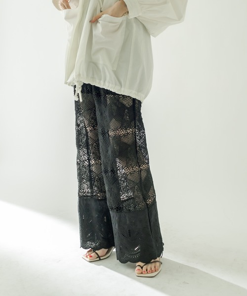 mystic（ミスティック）の「ヴィンテージレースパンツ（デニムパンツ・レディース・ブラック/オフホワイト・1/2）」の16枚目の写真