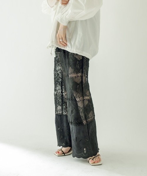 mystic（ミスティック）の「ヴィンテージレースパンツ（デニムパンツ・レディース・ブラック/オフホワイト・1/2）」の17枚目の写真