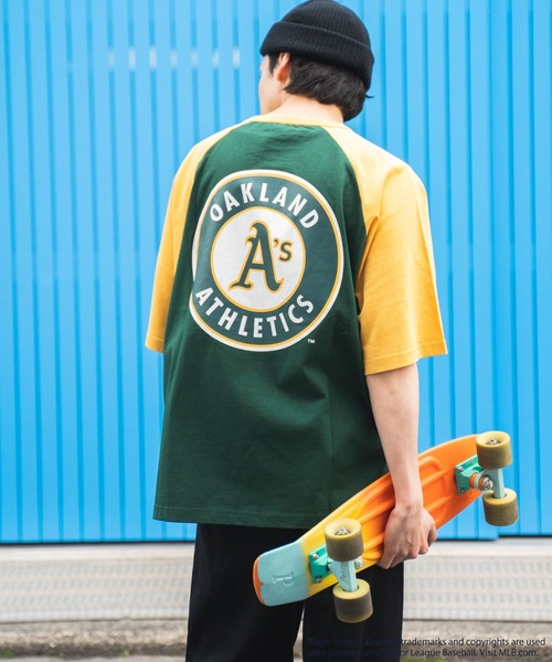 MLB(メジャーリーグベースボール)の「∴WEGO/別注 MLB ラグランロゴビッグT(Tシャツ/カットソー・メンズ・ホワイト/ダークグリーン/ブルー/ホワイト系その他・MEDIUM/LARGE)」の7枚目の写真