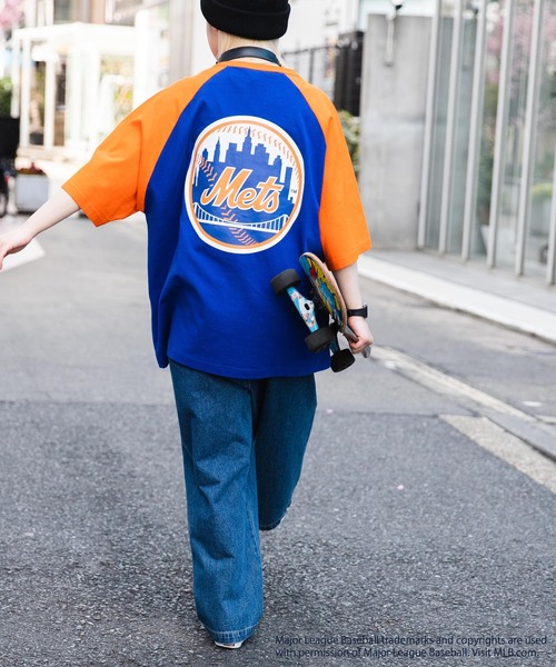 MLB(メジャーリーグベースボール)の「∴WEGO/別注 MLB ラグランロゴビッグT(Tシャツ/カットソー・メンズ・ホワイト/ダークグリーン/ブルー/ホワイト系その他・MEDIUM/LARGE)」の18枚目の写真