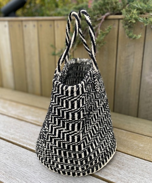 CIAOPANIC（チャオパニック）の「肩掛け可能、サイザルかごバッグ（かごバッグ・レディース・グリーン/ブラック・FREE）」の4枚目の写真