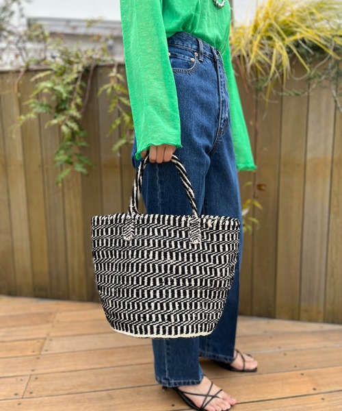 CIAOPANIC（チャオパニック）の「肩掛け可能、サイザルかごバッグ（かごバッグ・レディース・グリーン/ブラック・FREE）」の10枚目の写真