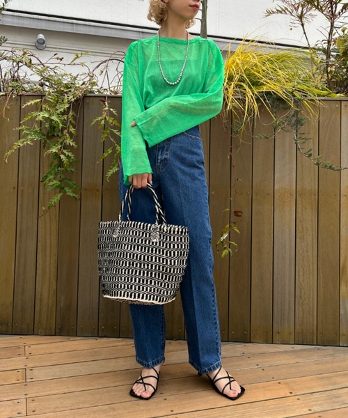CIAOPANIC（チャオパニック）の「肩掛け可能、サイザルかごバッグ（かごバッグ・レディース・グリーン/ブラック・FREE）」の12枚目の写真