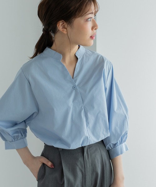 Edit Sheen（エディットシーン）の「バックボタンスキッパーシャツ（シャツ/ブラウス・レディース・ホワイト/ストライプ/グリーン系その他/グレー系その他/ピンク系その他/ミント/イエロー/サックスブルー・M）」の6枚目の写真