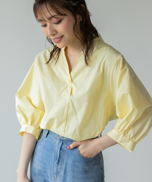 Edit Sheen（エディットシーン）の「バックボタンスキッパーシャツ（シャツ/ブラウス・レディース・ホワイト/ストライプ/グリーン系その他/グレー系その他/ピンク系その他/ミント/イエロー/サックスブルー・M）」の7枚目の写真