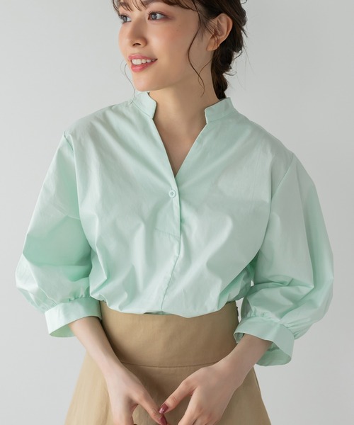 Edit Sheen（エディットシーン）の「バックボタンスキッパーシャツ（シャツ/ブラウス・レディース・ホワイト/ストライプ/グリーン系その他/グレー系その他/ピンク系その他/ミント/イエロー/サックスブルー・M）」の4枚目の写真