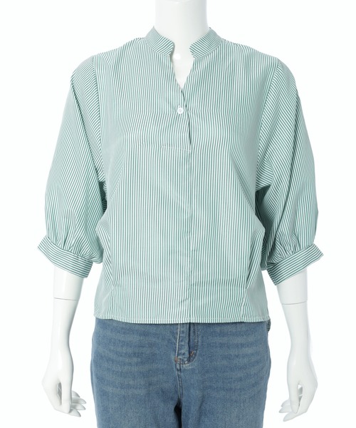 Edit Sheen（エディットシーン）の「バックボタンスキッパーシャツ（シャツ/ブラウス・レディース・ホワイト/ストライプ/グリーン系その他/グレー系その他/ピンク系その他/ミント/イエロー/サックスブルー・M）」の10枚目の写真