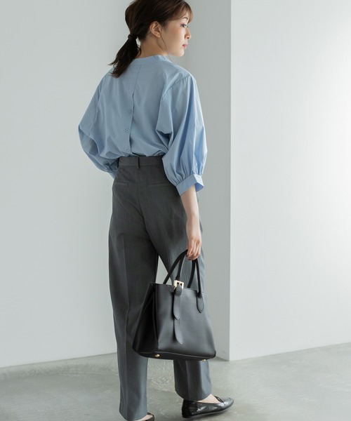 Edit Sheen（エディットシーン）の「バックボタンスキッパーシャツ（シャツ/ブラウス・レディース・ホワイト/ストライプ/グリーン系その他/グレー系その他/ピンク系その他/ミント/イエロー/サックスブルー・M）」の17枚目の写真