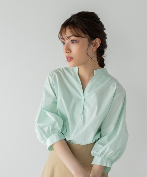 Edit Sheen（エディットシーン）の「バックボタンスキッパーシャツ（シャツ/ブラウス・レディース・ホワイト/ストライプ/グリーン系その他/グレー系その他/ピンク系その他/ミント/イエロー/サックスブルー・M）」の22枚目の写真