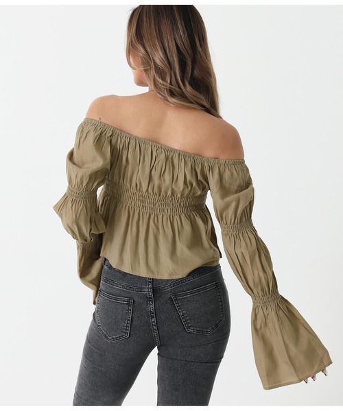 ANAP（アナップ）の「フレアスリーブオフショルトップス（Tシャツ/カットソー・レディース・ホワイト/ブラック/ベージュ・FREE）」の8枚目の写真