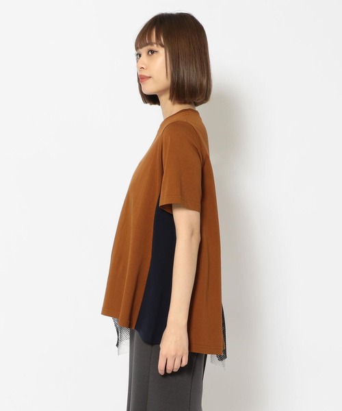 Risley（リズレー）の「Risley(リズレー) 別注メッシュフリルTシャツ（Tシャツ/カットソー・レディース・ブルー/キャメル・FREE）」の2枚目の写真