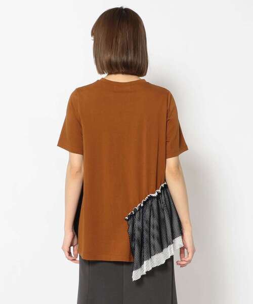 Risley（リズレー）の「Risley(リズレー) 別注メッシュフリルTシャツ（Tシャツ/カットソー・レディース・ブルー/キャメル・FREE）」の5枚目の写真