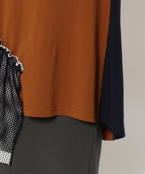 Risley（リズレー）の「Risley(リズレー) 別注メッシュフリルTシャツ（Tシャツ/カットソー・レディース・ブルー/キャメル・FREE）」の8枚目の写真