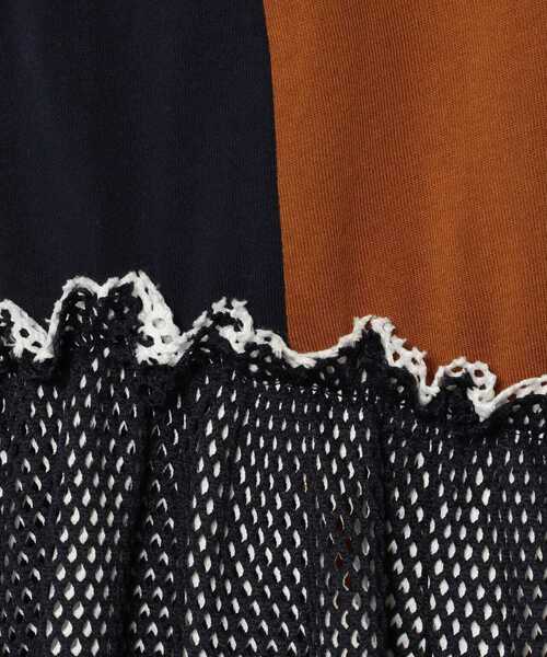 Risley（リズレー）の「Risley(リズレー) 別注メッシュフリルTシャツ（Tシャツ/カットソー・レディース・ブルー/キャメル・FREE）」の9枚目の写真