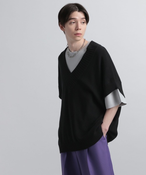 HARE（ハレ）の「Vネックリブアゼニットベスト(HARE)（ベスト・メンズ・オフホワイト/ブラック/ブルー・FREE）」の15枚目の写真