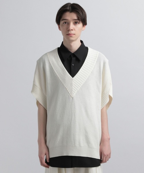 HARE（ハレ）の「Vネックリブアゼニットベスト(HARE)（ベスト・メンズ・オフホワイト/ブラック/ブルー・FREE）」の19枚目の写真