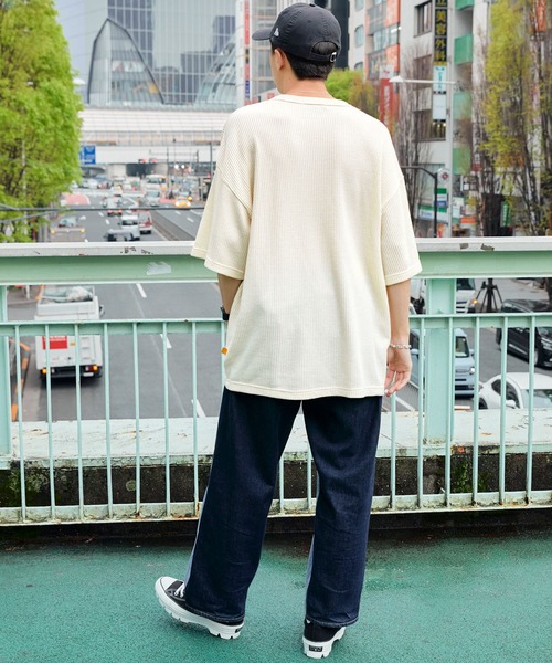レターロゴ ワッフル Tシャツ 半袖 ルーズ トップス 2色 hr9565 ワッフル半袖Tシャツ(M イエロー): トップス｜Right-on公式