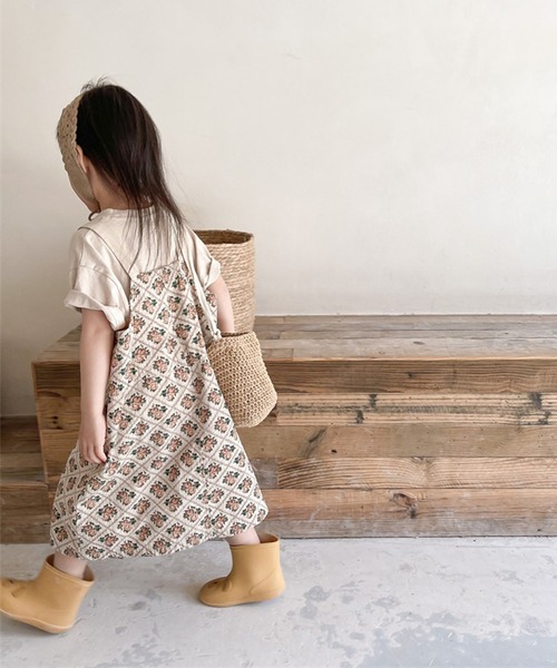 aimoha（アイモハ）の「aimoha-KIDS- 子供服　花とチェック柄ワンピース　ジャンパースカート（ジャンパースカート・キッズ・ベージュ/パープル・80/120/110/130/100/90）」の12枚目の写真