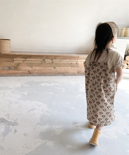 aimoha（アイモハ）の「aimoha-KIDS- 子供服　花とチェック柄ワンピース　ジャンパースカート（ジャンパースカート・キッズ・ベージュ/パープル・80/120/110/130/100/90）」の15枚目の写真