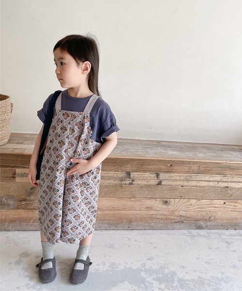 aimoha（アイモハ）の「aimoha-KIDS- 子供服　花とチェック柄ワンピース　ジャンパースカート（ジャンパースカート・キッズ・ベージュ/パープル・80/120/110/130/100/90）」の16枚目の写真