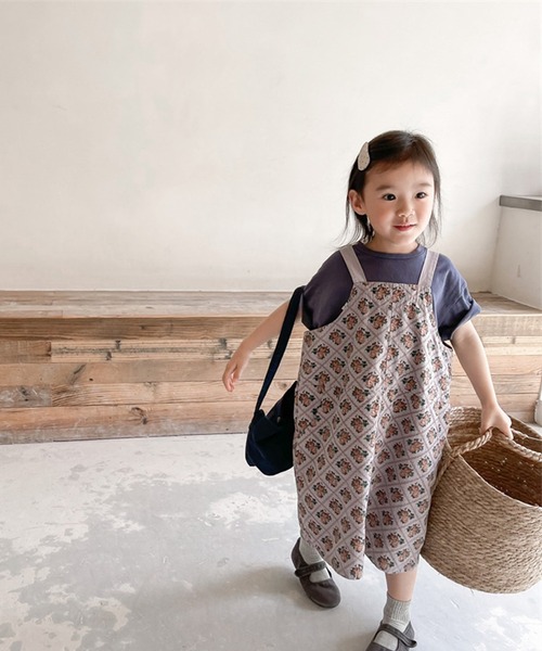 aimoha（アイモハ）の「aimoha-KIDS- 子供服　花とチェック柄ワンピース　ジャンパースカート（ジャンパースカート・キッズ・ベージュ/パープル・80/120/110/130/100/90）」の18枚目の写真