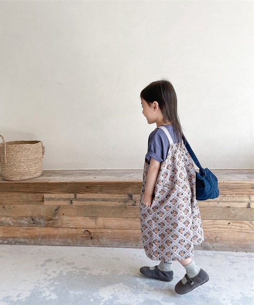 aimoha（アイモハ）の「aimoha-KIDS- 子供服　花とチェック柄ワンピース　ジャンパースカート（ジャンパースカート・キッズ・ベージュ/パープル・80/120/110/130/100/90）」の22枚目の写真