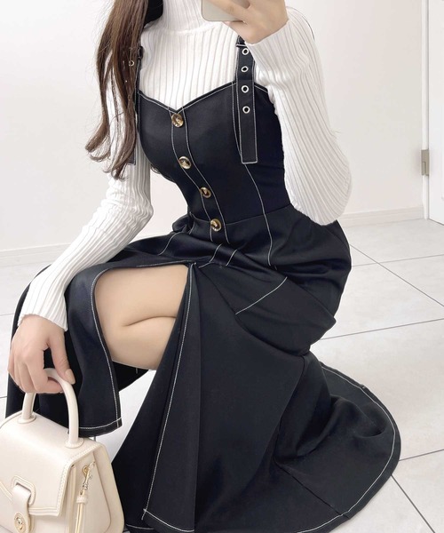 mily bilet(ミウィビレット)の「【mily bilet】マーメイドラインが目を引く着映え度満点。配色ステッチコルセットマーメイドワンピース(ワンピース・レディース・アイボリー/グリーン/ブラック・SMALL/MEDIUM/LARGE)」の15枚目の写真
