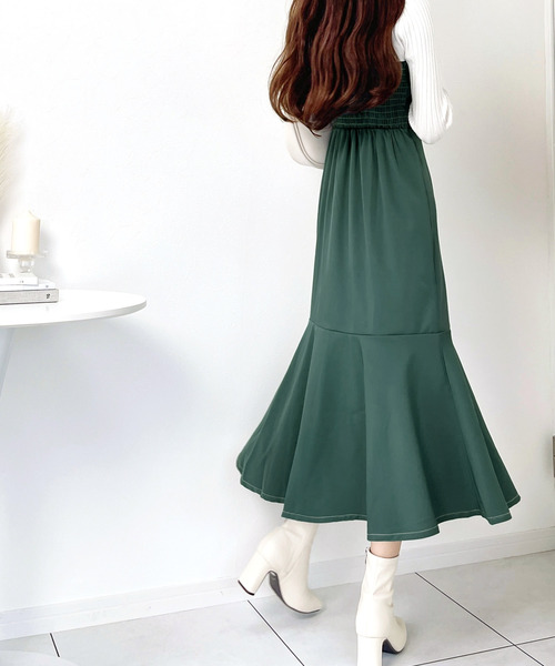 セール】【mily bilet】マーメイドラインが目を引く着映え度満点。配色