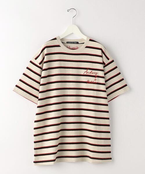 ANDERSSON BELL（アンダースンベル）の「＜Andersson Bell＞ LOGO STRIPE TEE/Tシャツ（Tシャツ/カットソー・メンズ・ネイビー/ナチュラル/ロイヤルブルー・M/L）」の2枚目の写真