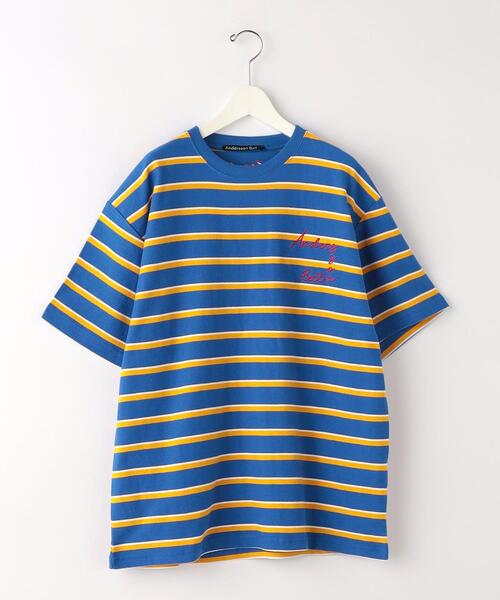 ANDERSSON BELL（アンダースンベル）の「＜Andersson Bell＞ LOGO STRIPE TEE/Tシャツ（Tシャツ/カットソー・メンズ・ネイビー/ナチュラル/ロイヤルブルー・M/L）」の7枚目の写真