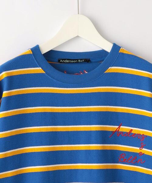 ANDERSSON BELL（アンダースンベル）の「＜Andersson Bell＞ LOGO STRIPE TEE/Tシャツ（Tシャツ/カットソー・メンズ・ネイビー/ナチュラル/ロイヤルブルー・M/L）」の9枚目の写真