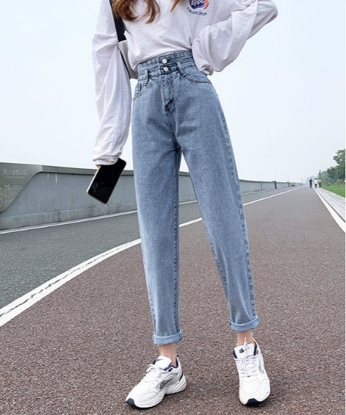SONA(ソナ)の「SONYUNARA ツーボタンボーイフレンドデニムパンツ(デニムパンツ・レディース・ライトブルー/ダークグレー/ブルー・SMALL/MEDIUM/LARGE)」の13枚目の写真