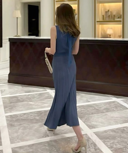 NON TOKYO/ノントーキョー】PRINT RIB NOSLEEVE ONE-PIECE/プリントリブノースリーブワンピース（ワンピース）｜NON  TOKYO（ノントーキョー）のファッション通販 - ZOZOTOWN Bop mercerie ノースリーブワンピース ネイビー