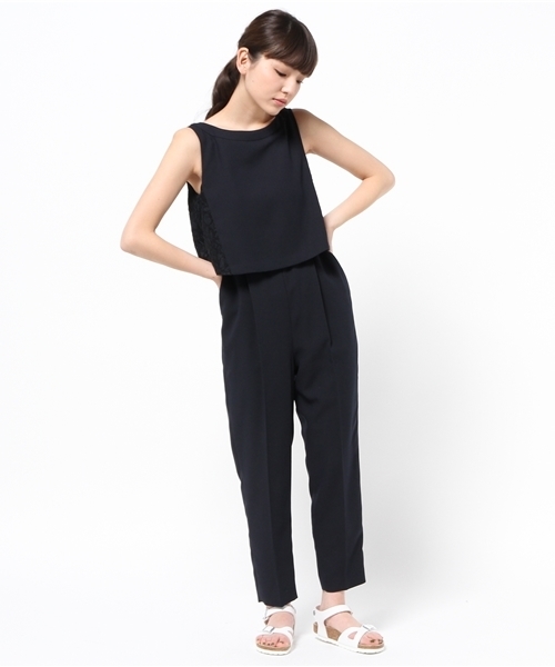 SHIPS（シップス）の「little black: レース コンビ オールインワン 