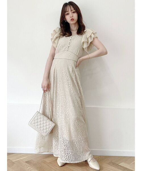 【dazzlin】ダズリンラッフルパフパイピング　花柄ワンピース　新品タグ付き ラッフルパフパイピングワンピース[品番：MKSW0045632]｜dazzlin