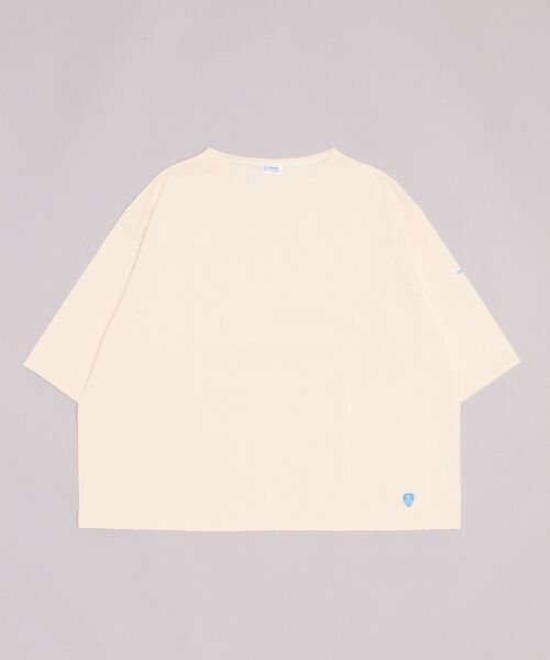 ORCIVAL(オーシバル)の「ORCIVAL/オーシバル コットンロード ワイドボートネックハーフスリーブ ソリッド WIDE BOATNECK HALFSLEEVE SOLID B248 22AW(Tシャツ/カットソー・レディース・ナチュラル/ウッド/ブルーグレー/ブラック・1)」の4枚目の写真
