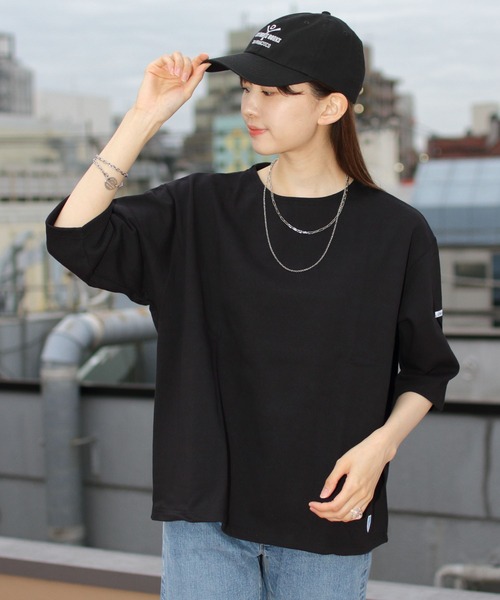 ORCIVAL(オーシバル)の「ORCIVAL/オーシバル コットンロード ワイドボートネックハーフスリーブ ソリッド WIDE BOATNECK HALFSLEEVE SOLID B248 22AW(Tシャツ/カットソー・レディース・ナチュラル/ウッド/ブルーグレー/ブラック・1)」の12枚目の写真