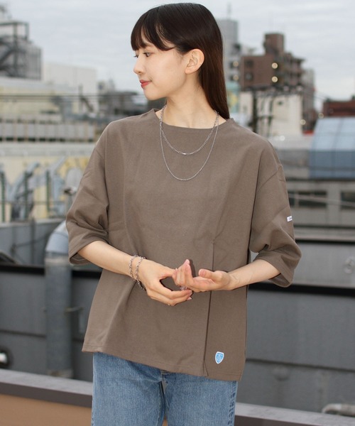 ORCIVAL(オーシバル)の「ORCIVAL/オーシバル コットンロード ワイドボートネックハーフスリーブ ソリッド WIDE BOATNECK HALFSLEEVE SOLID B248 22AW(Tシャツ/カットソー・レディース・ナチュラル/ウッド/ブルーグレー/ブラック・1)」の7枚目の写真