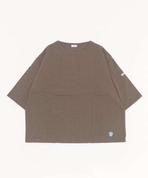 ORCIVAL(オーシバル)の「ORCIVAL/オーシバル コットンロード ワイドボートネックハーフスリーブ ソリッド WIDE BOATNECK HALFSLEEVE SOLID B248 22AW(Tシャツ/カットソー・レディース・ナチュラル/ウッド/ブルーグレー/ブラック・1)」の5枚目の写真