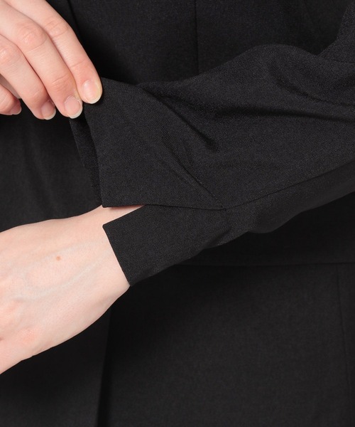 フルジップブルゾン　ブラック セール】ノーカラーダブルジャケット 295767（ノーカラー