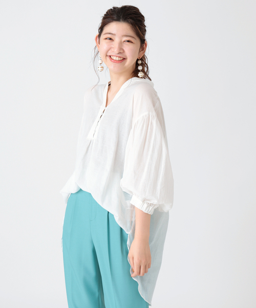 ブラウス シャツ シャンブレーハーフスリーブシャツ レディース CB CRESTBRIDGE ブラウス シャツ サイド切替ハーフスリーブ