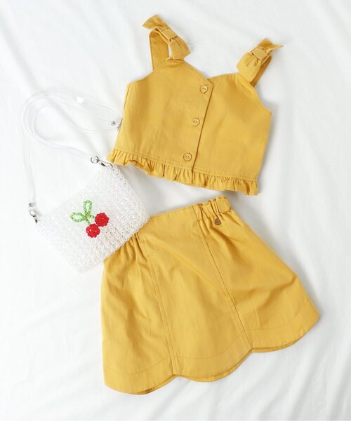 apres les cours(アプレレクール)の「WEB限定 ビスチェ&スカートセット(セットアップ・キッズ・チェック/インディゴブルー/イエロー・100/140/110/120/90/130)」の3枚目の写真