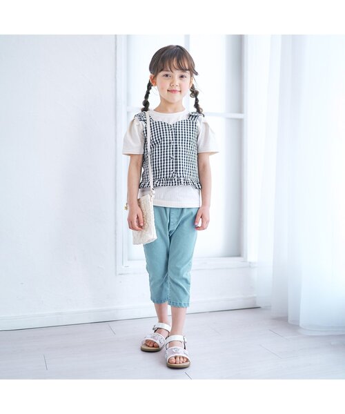 apres les cours(アプレレクール)の「WEB限定 ビスチェ&スカートセット(セットアップ・キッズ・チェック/インディゴブルー/イエロー・100/140/110/120/90/130)」の6枚目の写真