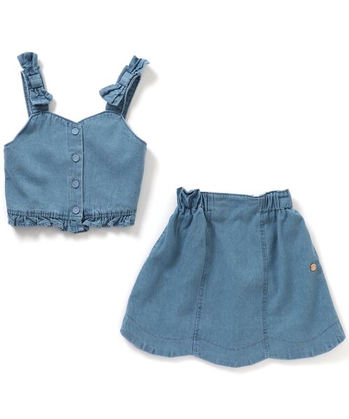 apres les cours(アプレレクール)の「WEB限定 ビスチェ&スカートセット(セットアップ・キッズ・チェック/インディゴブルー/イエロー・100/140/110/120/90/130)」の15枚目の写真