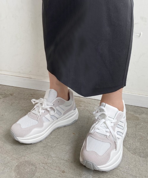 Futier land(フューティアランド)の「カジュアル配色ダッドスニーカー(スニーカー・レディース・ホワイト/グレー/ブルー・40/38/39/35/36/37)」の2枚目の写真